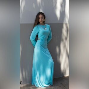Brand new Azra the label Elegant Turquoise Maxi Dress size L can fit s-l
